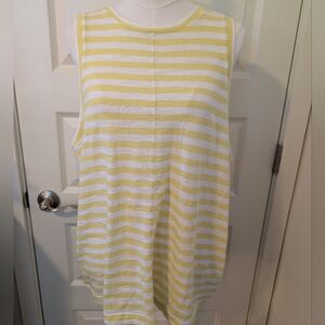 CASLON Tank Top Yellow and White Stripes Plus Size 1X NWOT